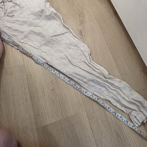 Cotton On Cream White Striped 100% Linen Coastal Pull On Jogger Pants Size Small - Picture 7 of 8